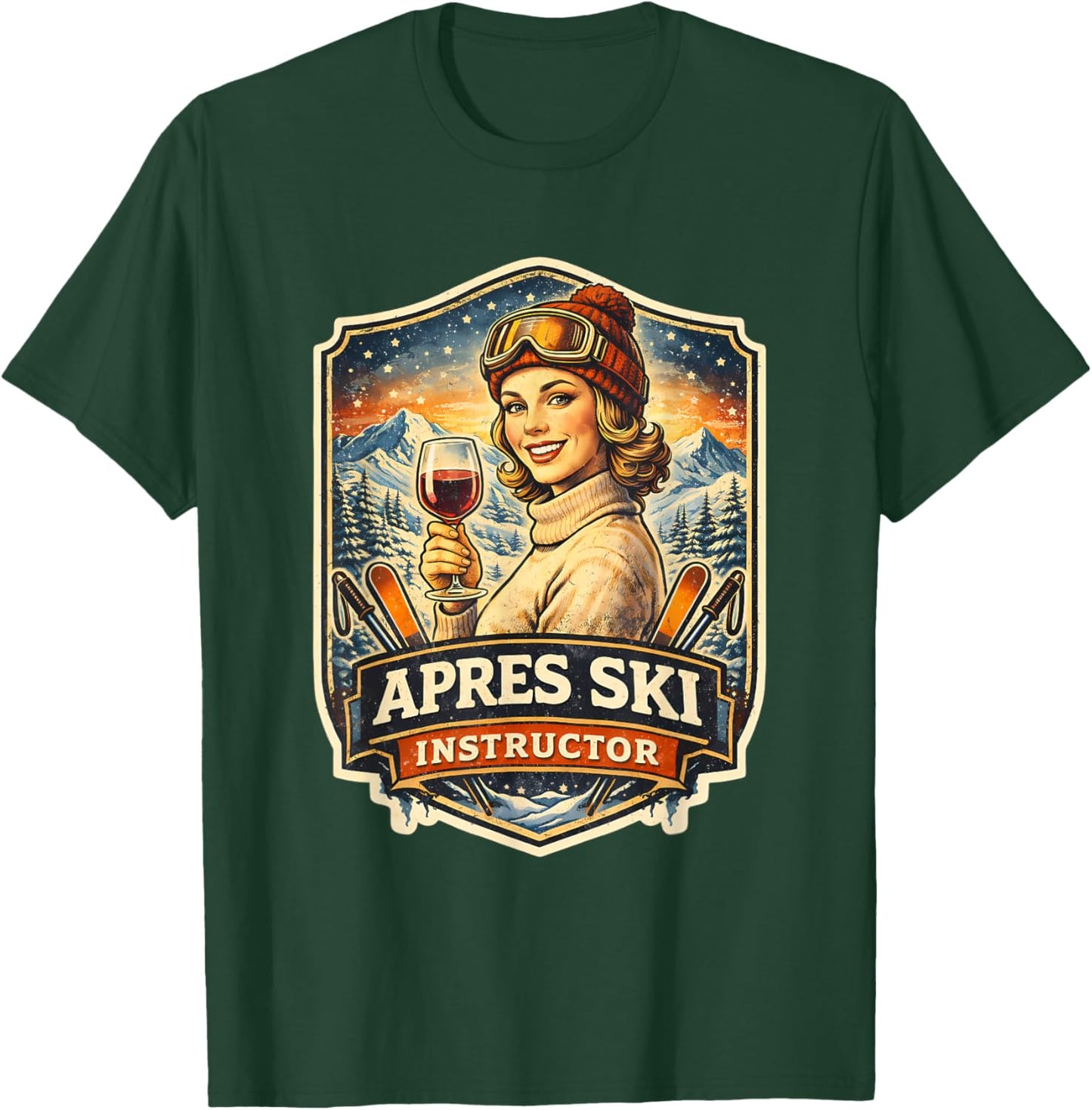 Apres Ski Instructor Funny Skier Boisson Vintage pour Femme T-Shirt - T-Shirt | Forest