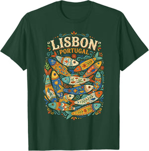 Lisbon, Portugal Fish, Fun, Colorful Sardines T-Shirt - T-Shirt | Forest