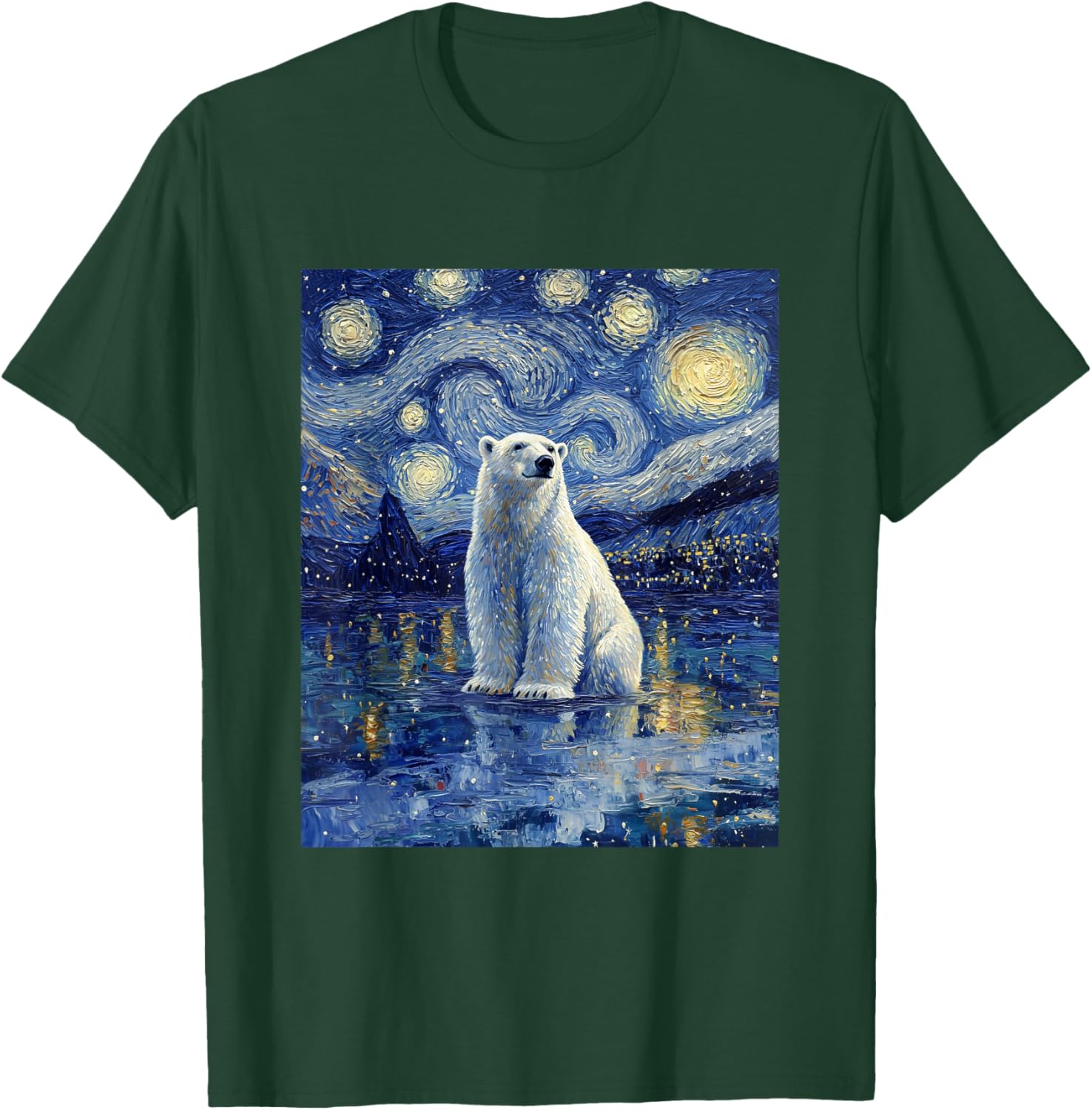 Cute Polar Bear - Van Gogh Style - Starry Night T-Shirt - T-Shirt | Forest