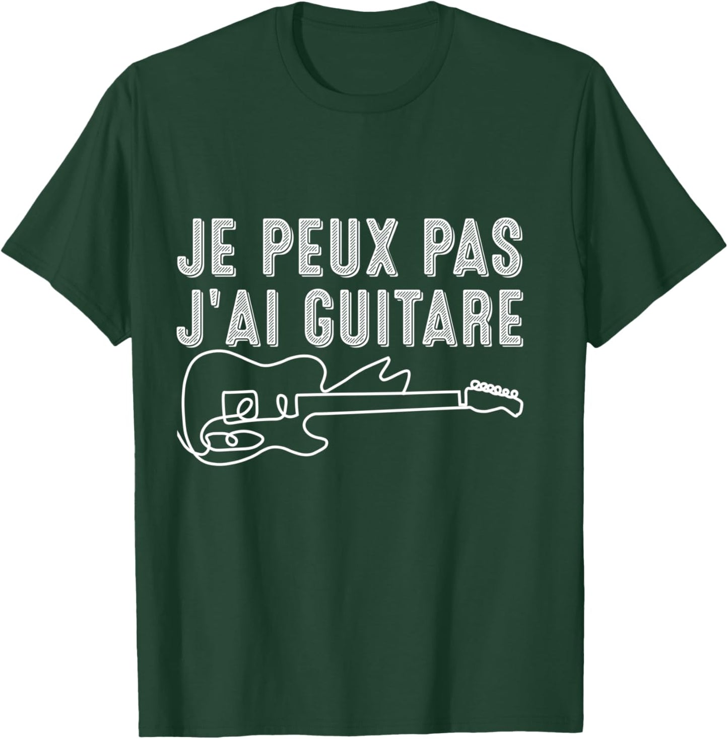Je Peux Pas J'Ai Guitar for Guitarist Musician Vintage Long Handle T-Shirt - T-Shirt | Forest