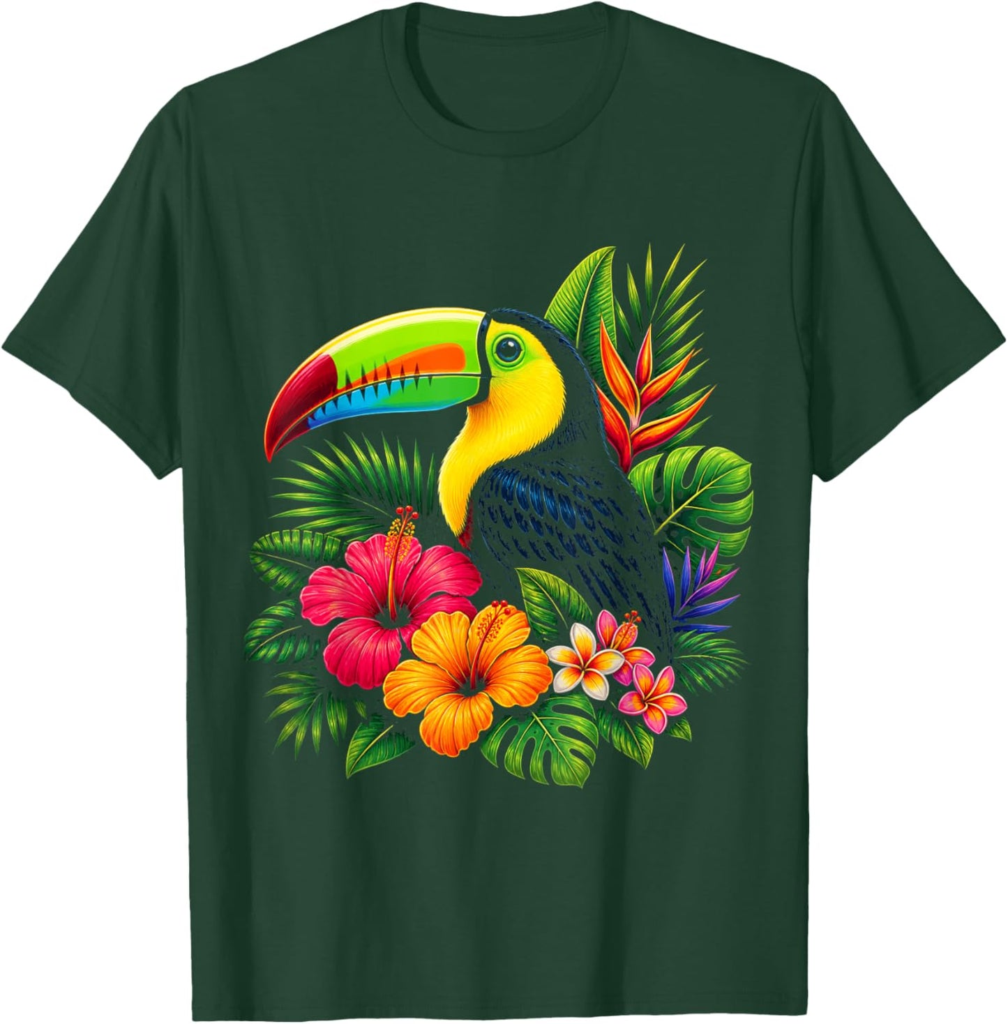 Cute Toucan Tropical Bird Summer Floral Vacation Paradise T-Shirt - T-Shirt | Forest