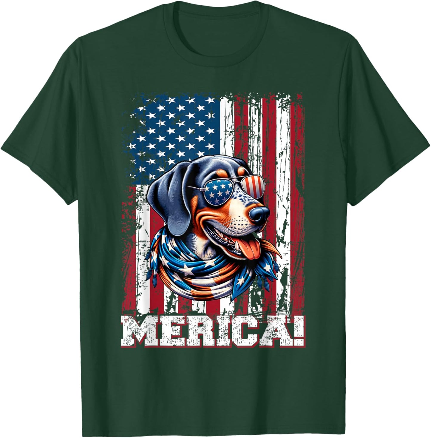 Bluetick Coonhound Dog Lover US Flag 4th Of July Patriotic T-Shirt - T-Shirt | Forest