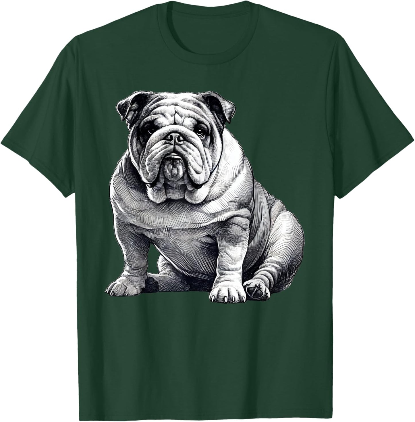 Dog English Bulldog Art T-Shirt - T-Shirt | Forest