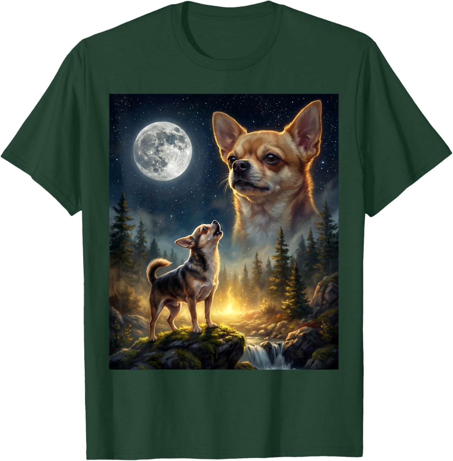 Chihuahua Howling to The Moon Funny Dog Meme T-Shirt - T-Shirt | Forest