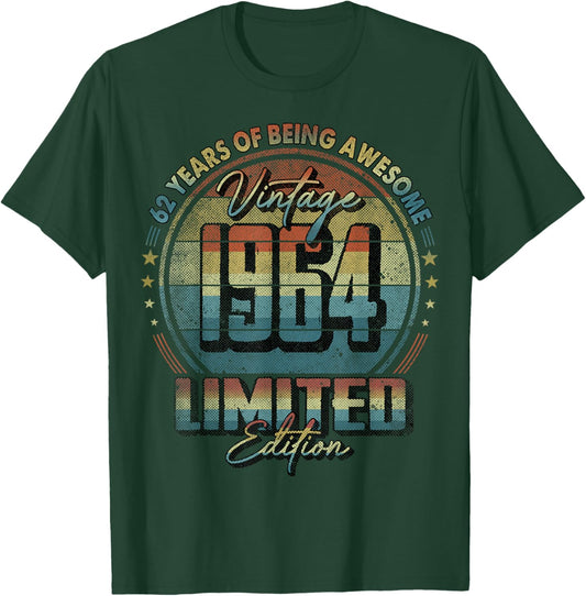 Vintage 1964 Limited Edition Shirt 62 Year Old 62nd Birthday T-Shirt - T-Shirt | Forest