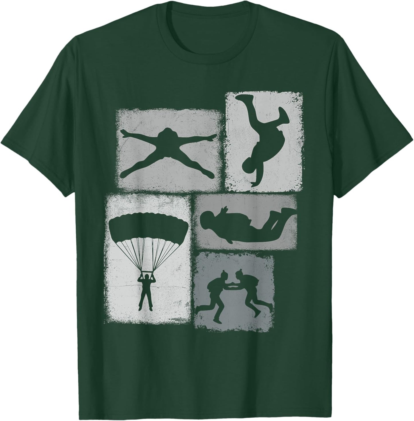 Skydiving Collage Skydiver Men Women Parachutist Instructor T-Shirt - T-Shirt | Forest
