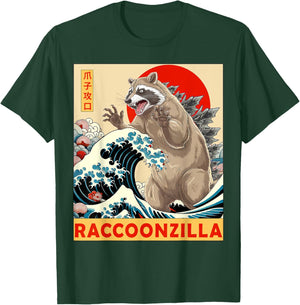 Raccoon Japanese Art Funny Racoon Gifts Women Kids T-Shirt - T-Shirt | Forest