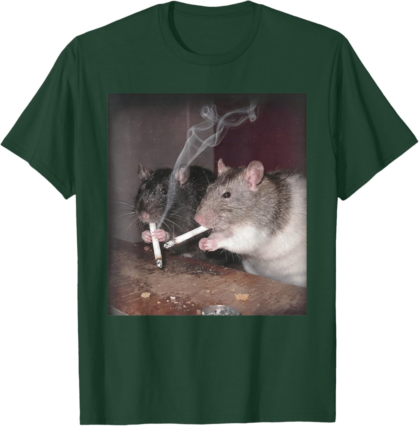 Rat Smoking Cigarette Funny Urban Grunge Rats Lover Design T-Shirt - T-Shirt | Forest