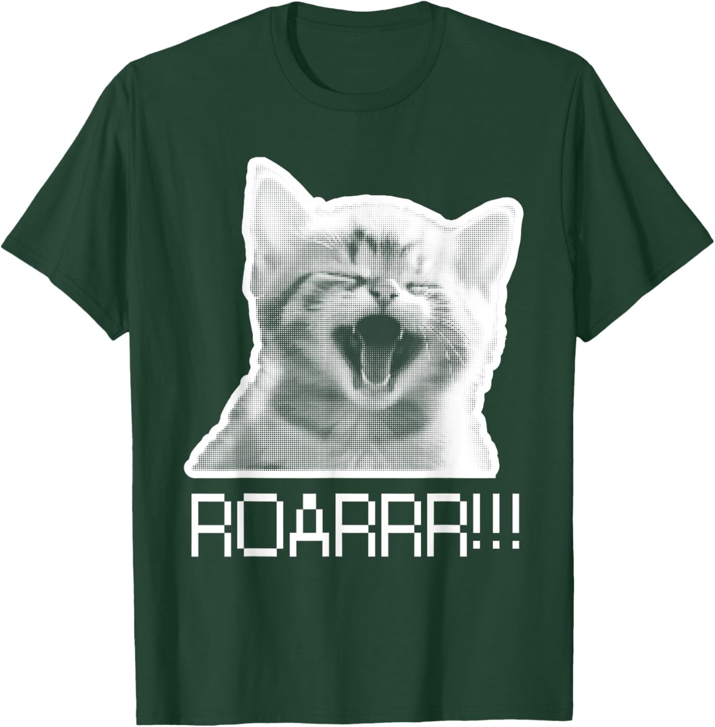 Roarr! Cute Kitten roars Cat Lover retro pixel Design funny T-Shirt - T-Shirt | Forest