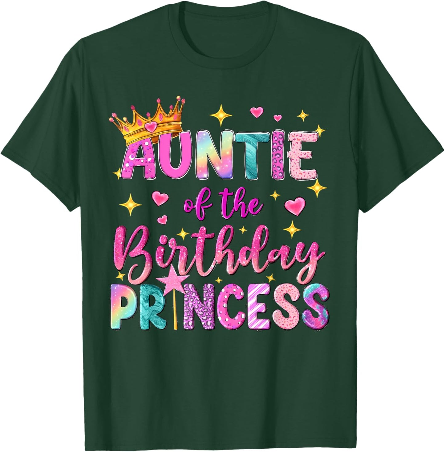 Auntie of The Birthday Princess Girl Party Matching Family T-Shirt - T-Shirt | Forest