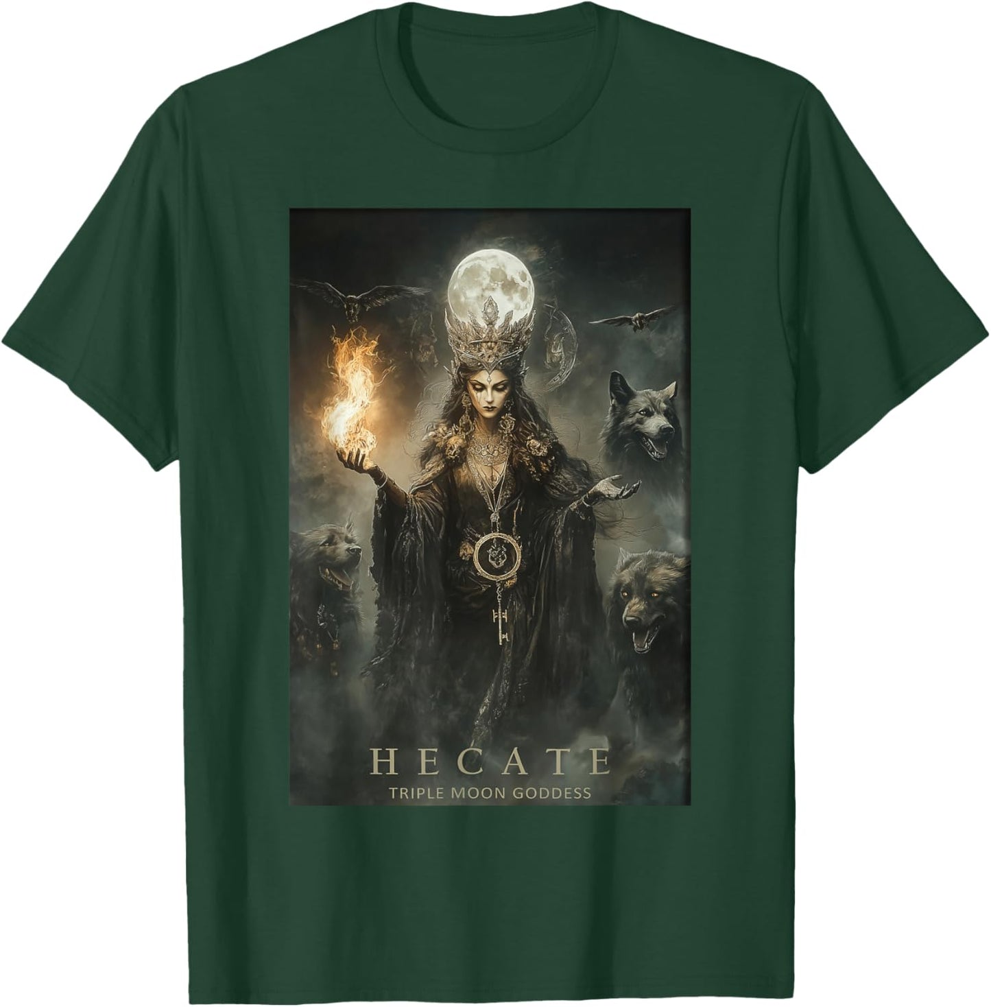 Hecate Goddess Pagan Witchy | Griechische Mythologie Dreifache Göttin T-Shirt - T-Shirt | Forest