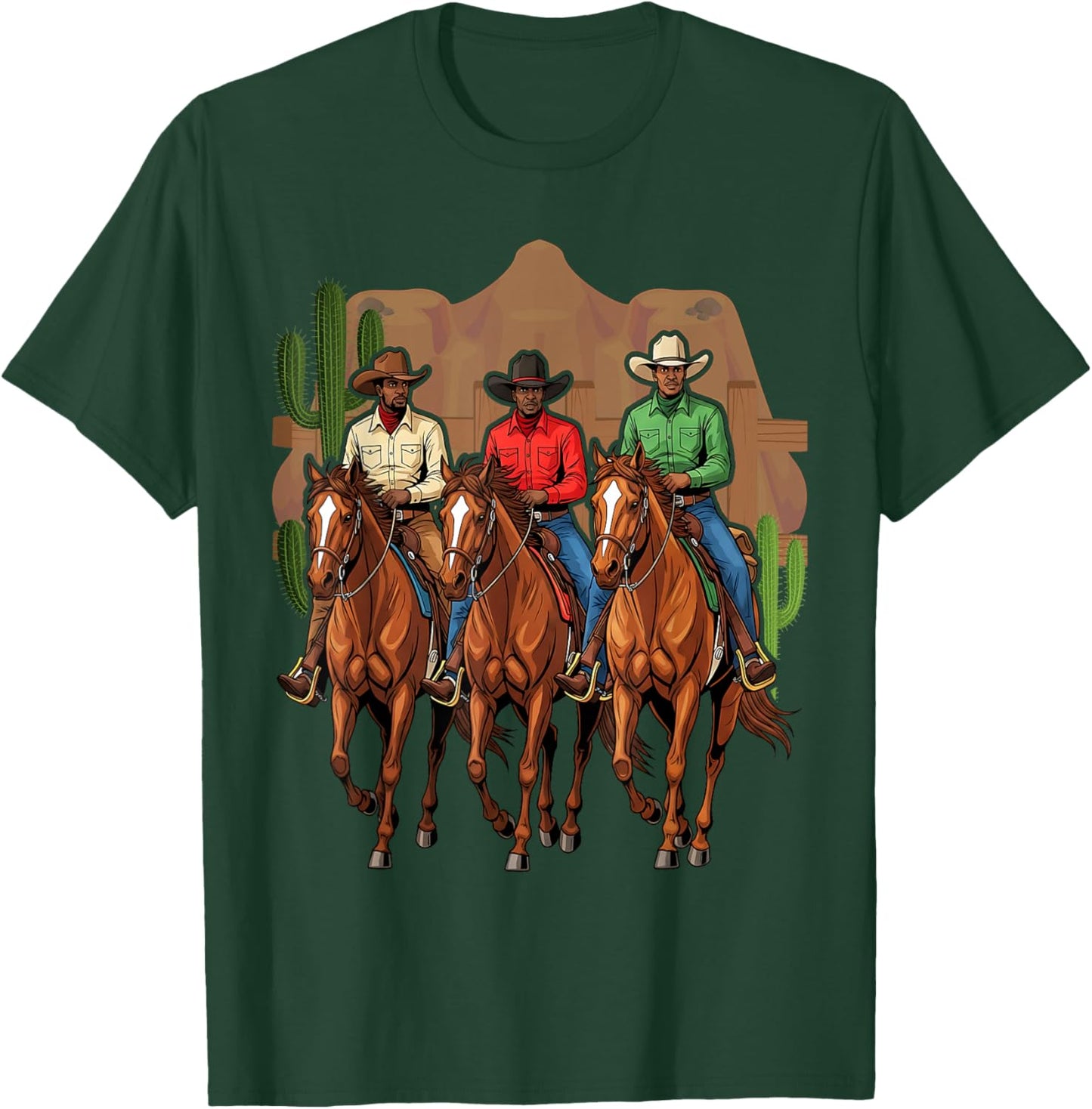 Black African American Cowboy Western Country Texas Rodeo T-Shirt - T-Shirt | Forest