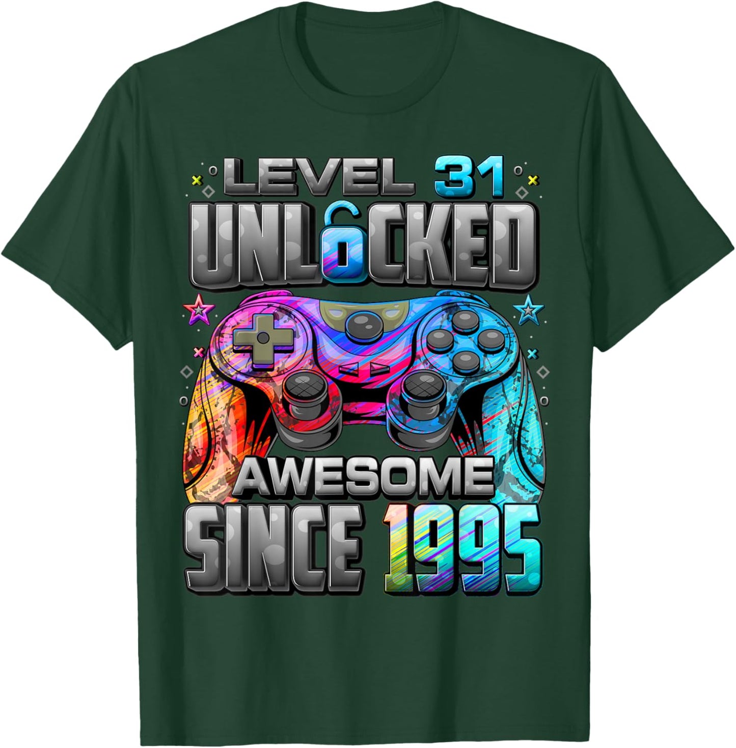 Level 31 Unlocked Awesome Since 1995 31st Birthday Gaming T-Shirt - T-Shirt | Forest