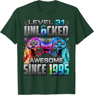 Level 31 Unlocked Awesome Since 1995 31st Birthday Gaming T-Shirt - T-Shirt | Forest