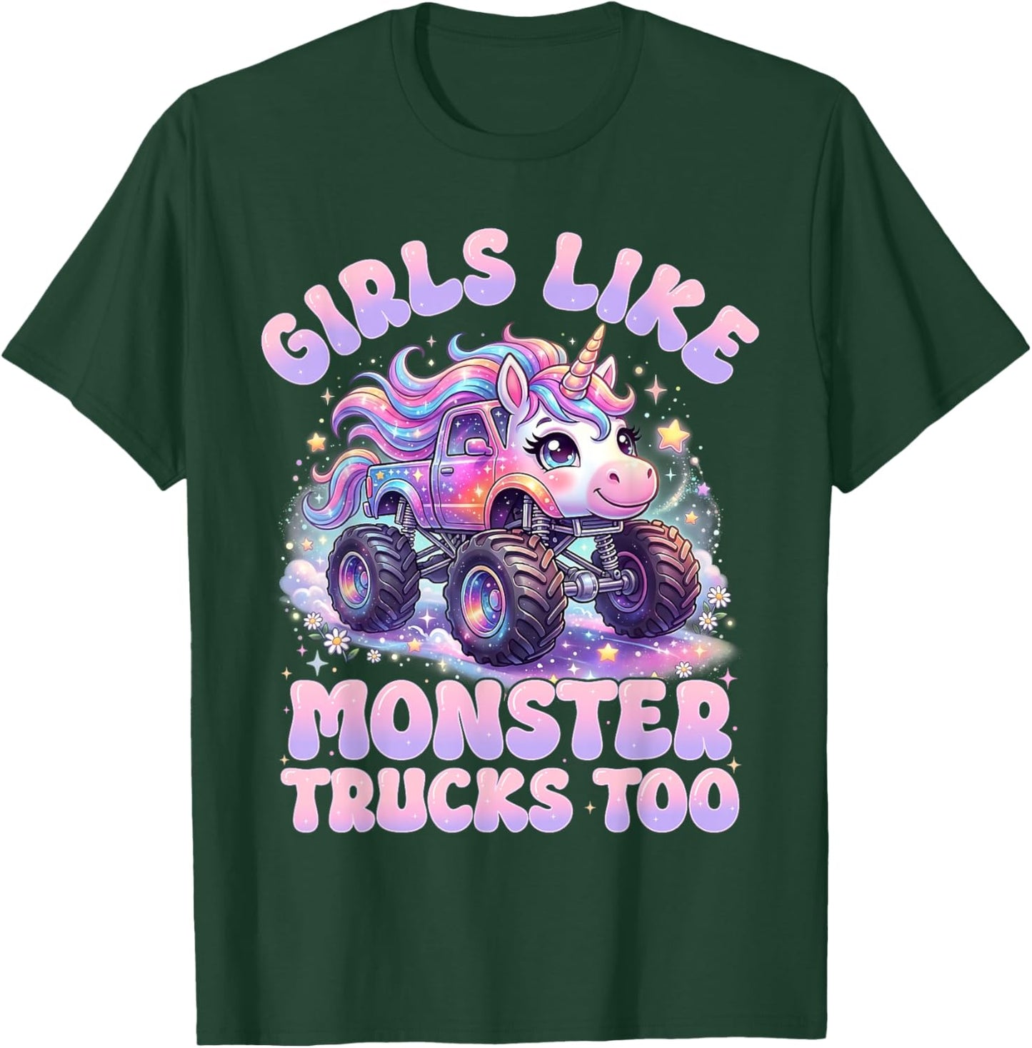 Girls Like Monster Trucks Too Cute Unicorn Monster Truck T-Shirt - T-Shirt | Forest