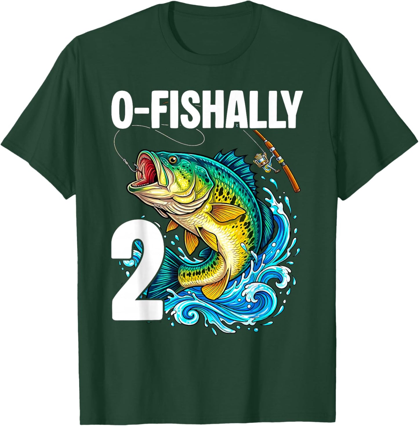 O-Fishally 2 Years Old Fisherman 2nd Birthday Fishing T-Shirt - T-Shirt | Forest