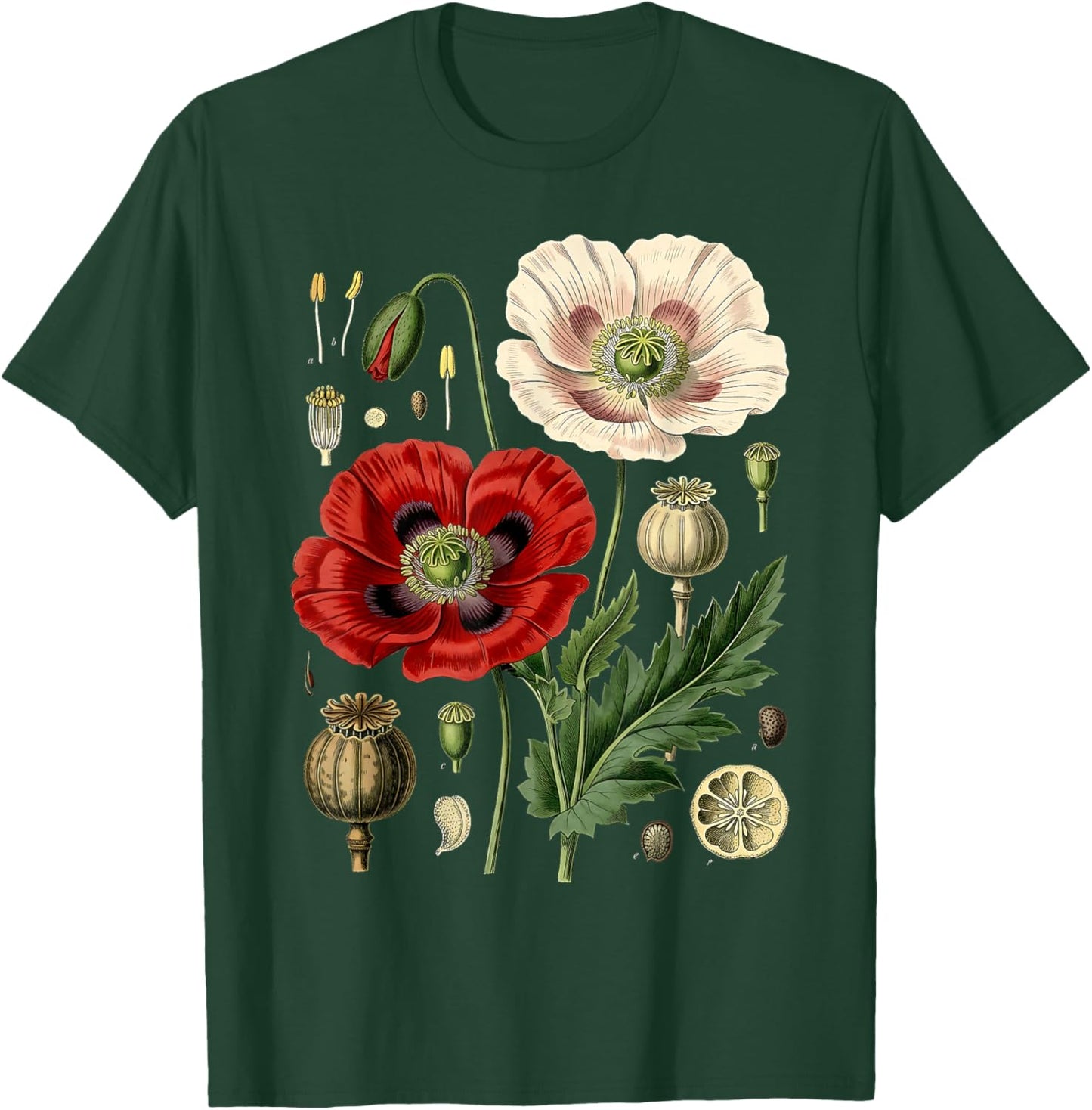 Red Poppy Flower Men Women Memorial Day Vintage Poppy T-Shirt - T-Shirt | Forest