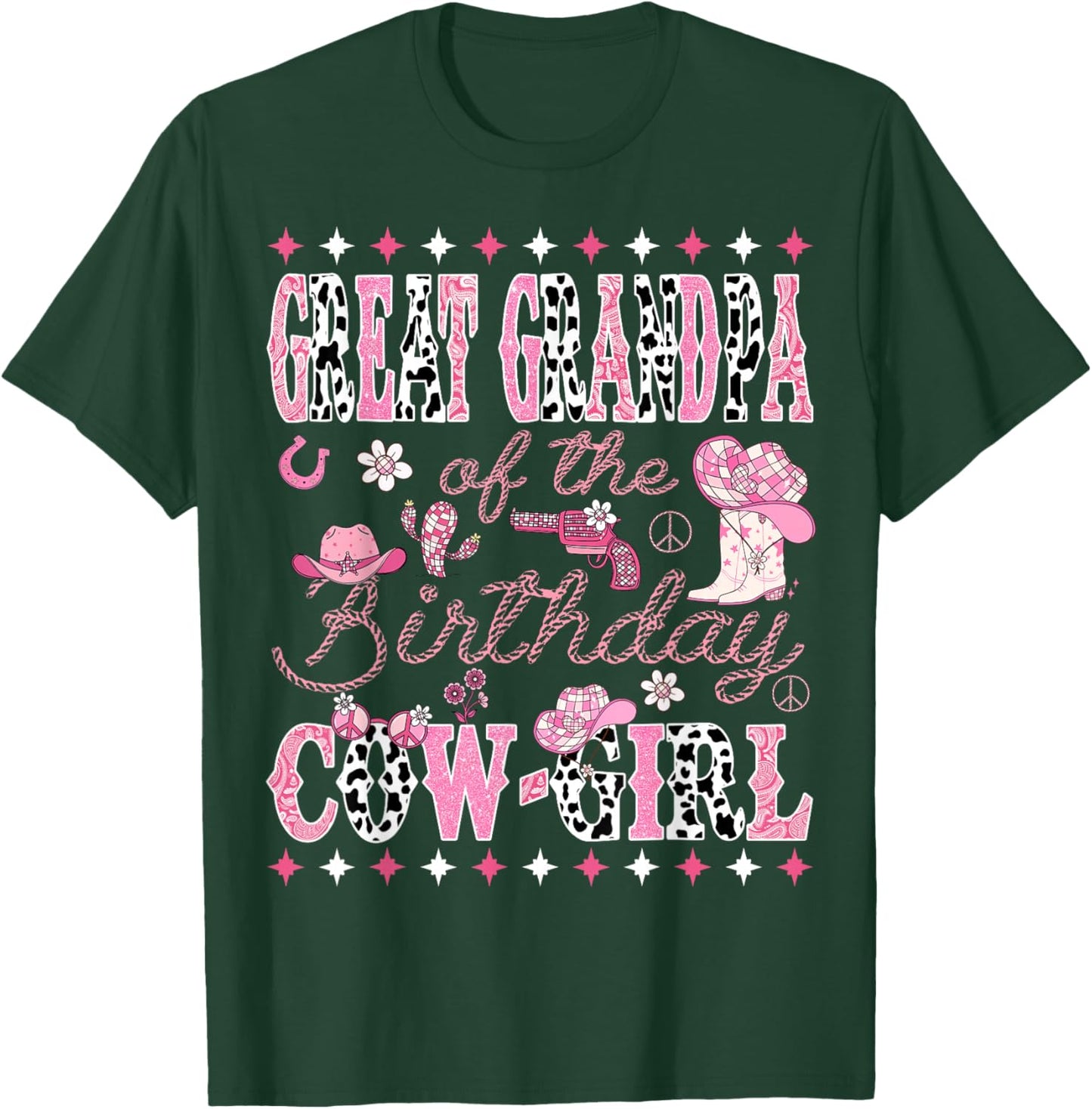 Great Grandpa Of The Birthday Cow Girl Rodeo Great Grandpa T-Shirt - T-Shirt | Forest