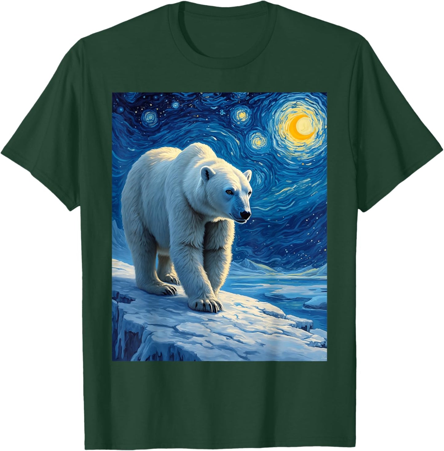 Van Gogh's Starry Night Polar Bear Ice Bear Animal Lovers T-Shirt - T-Shirt | Forest