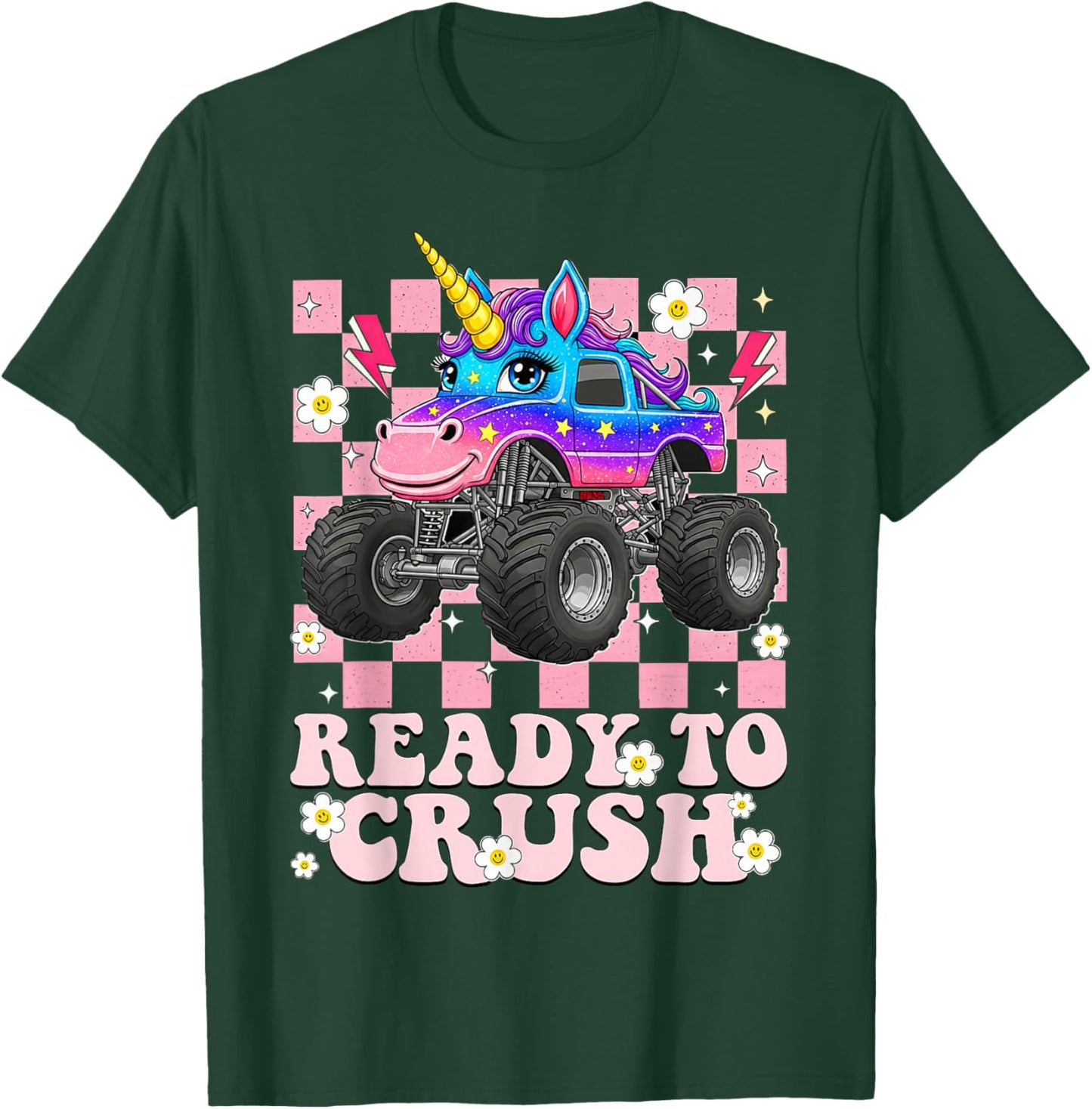 Funny Ready to Crush Monster Truck Birthday for Boys Girls T-Shirt - T-Shirt | Forest