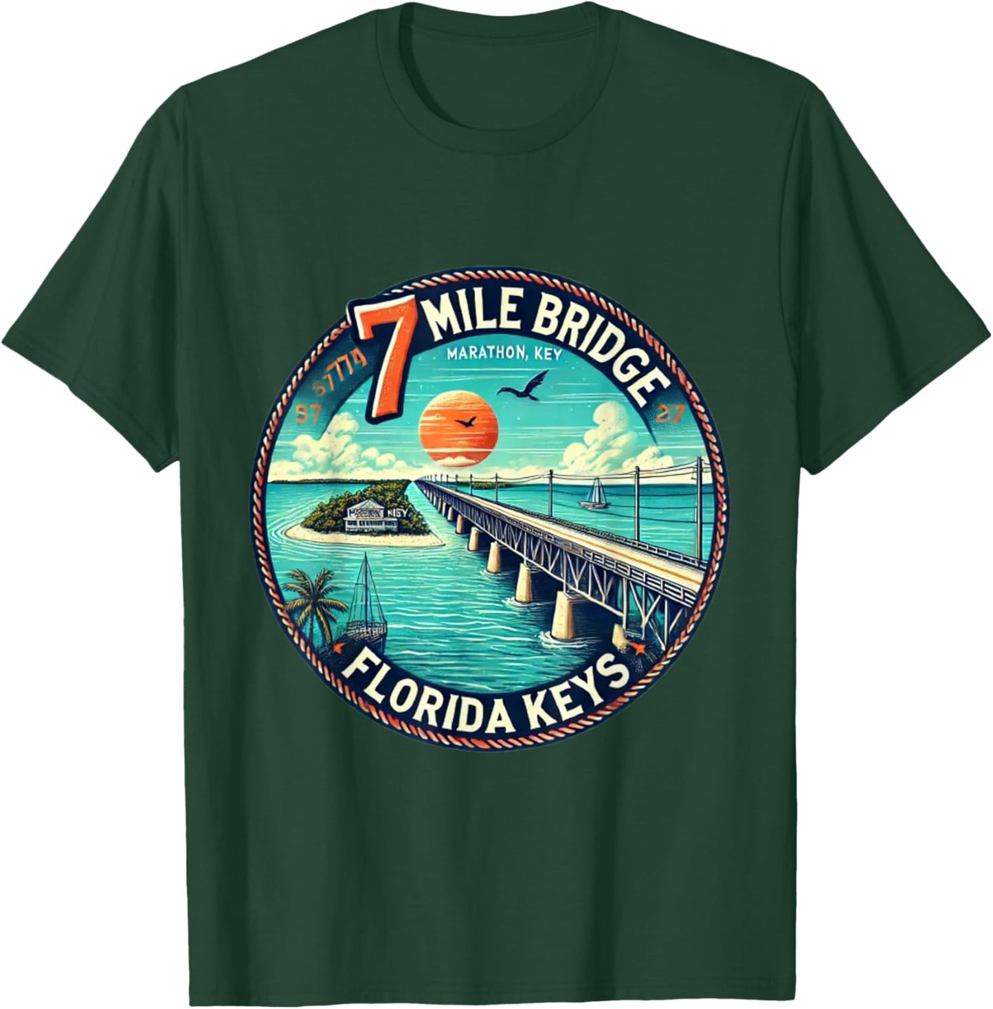 Florida Keys 7 Mile Bridge Marathon T-Shirt - T-Shirt | Forest
