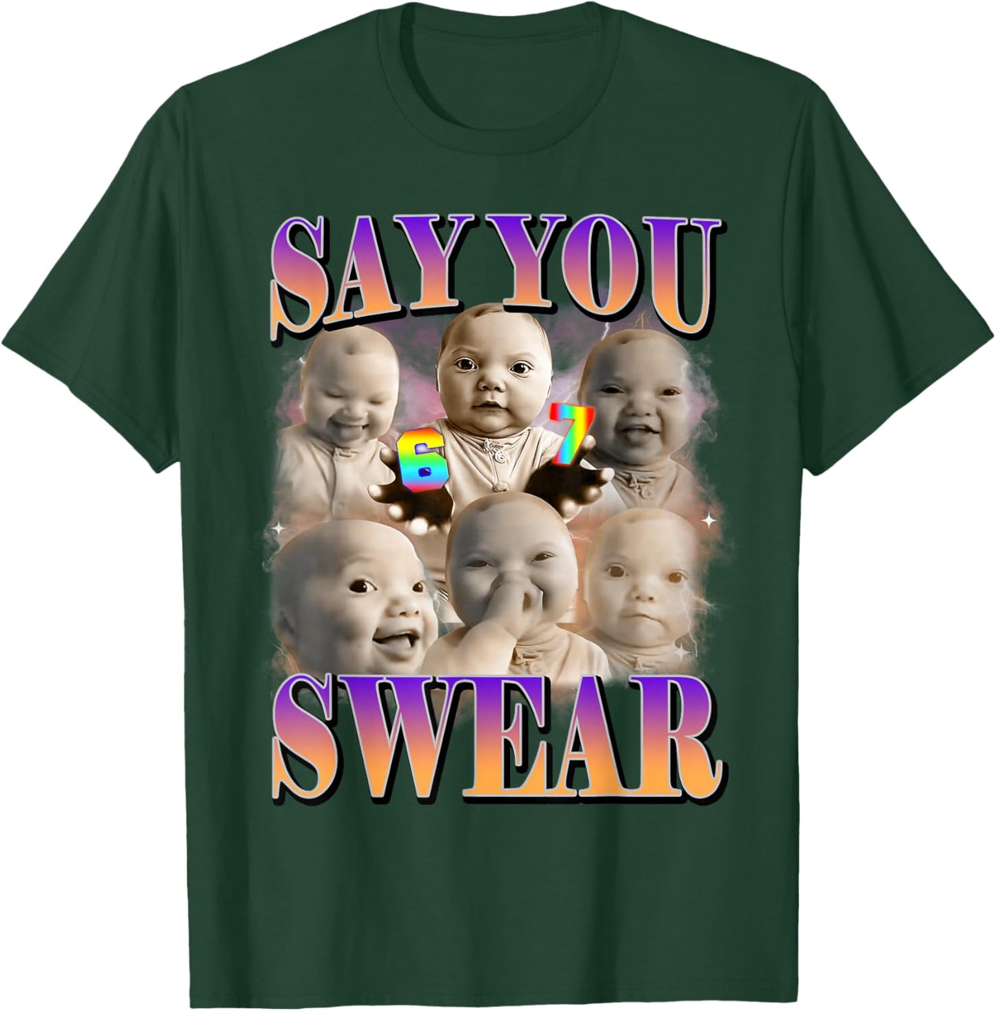 Say You Swear Ai Niche Baby Holding Back Laugh Genz Meme T-Shirt - T-Shirt | Forest
