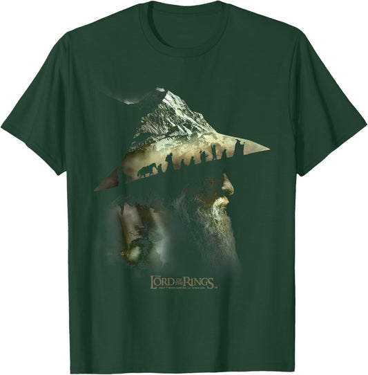 The Lord of The Rings Gandalf Fellowship Mountains T-Shirt - T-Shirt | Forest