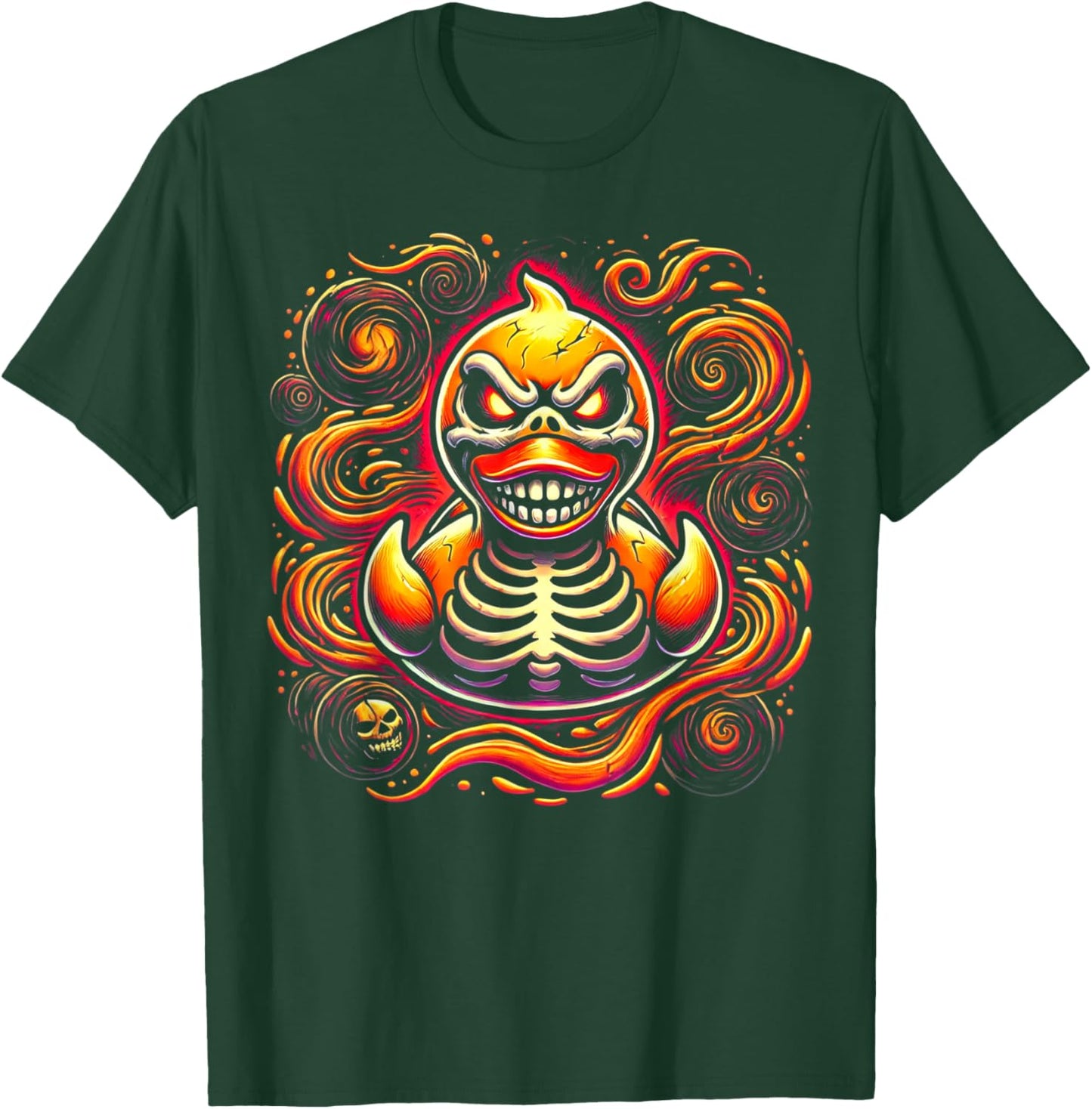 Evil Skeleton Duck Spooky Halloween Rubber Duck Art T-Shirt - T-Shirt | Forest