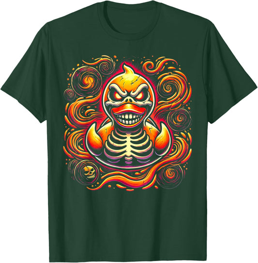 Evil Skeleton Duck Spooky Halloween Rubber Duck Art T-Shirt - T-Shirt | Forest