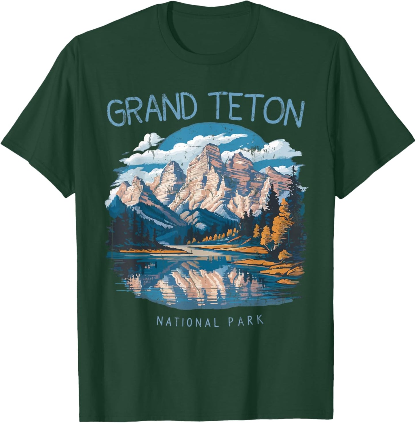 Grand Teton Retro US Wyoming Jackson Hole Lake Vintage Parks T-Shirt - T-Shirt | Forest