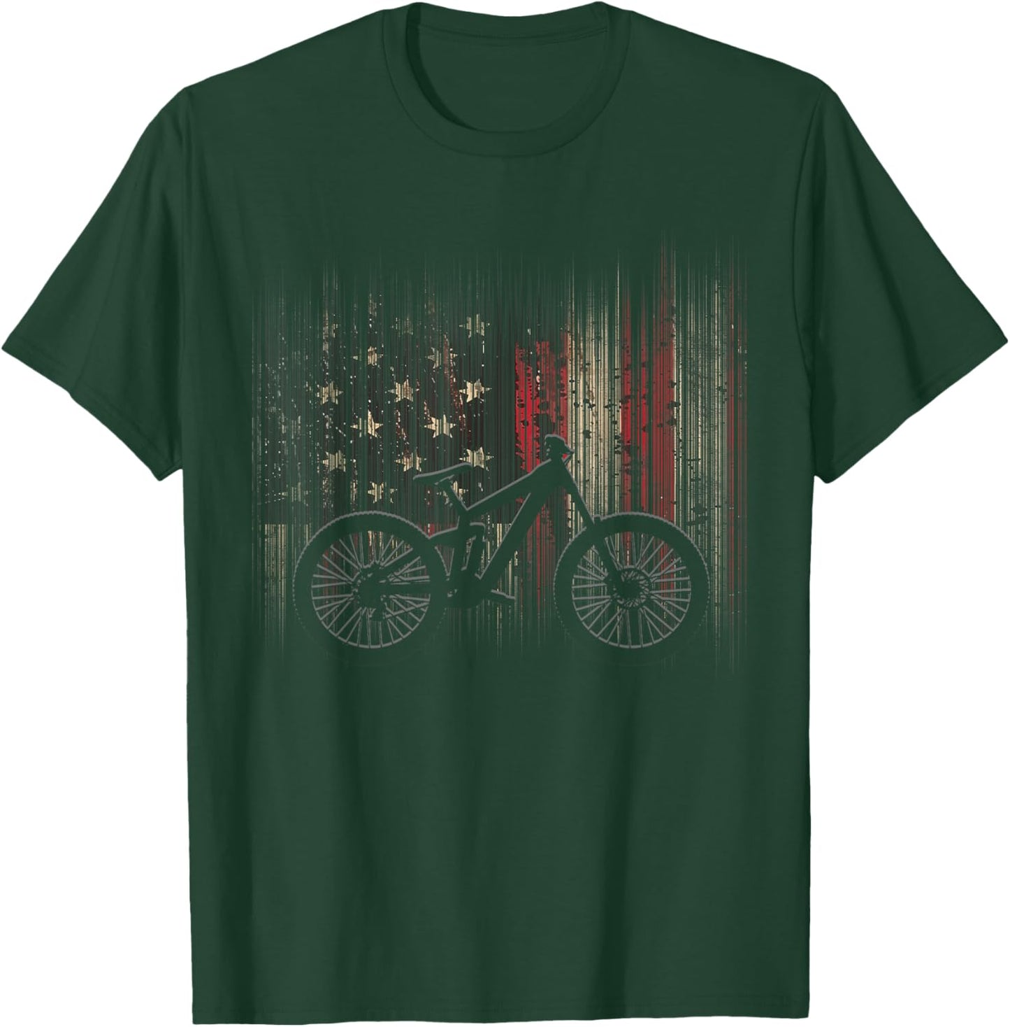 American Flag MTB Mountain Bike Apparel - Mountain Bike T-Shirt - T-Shirt | Forest