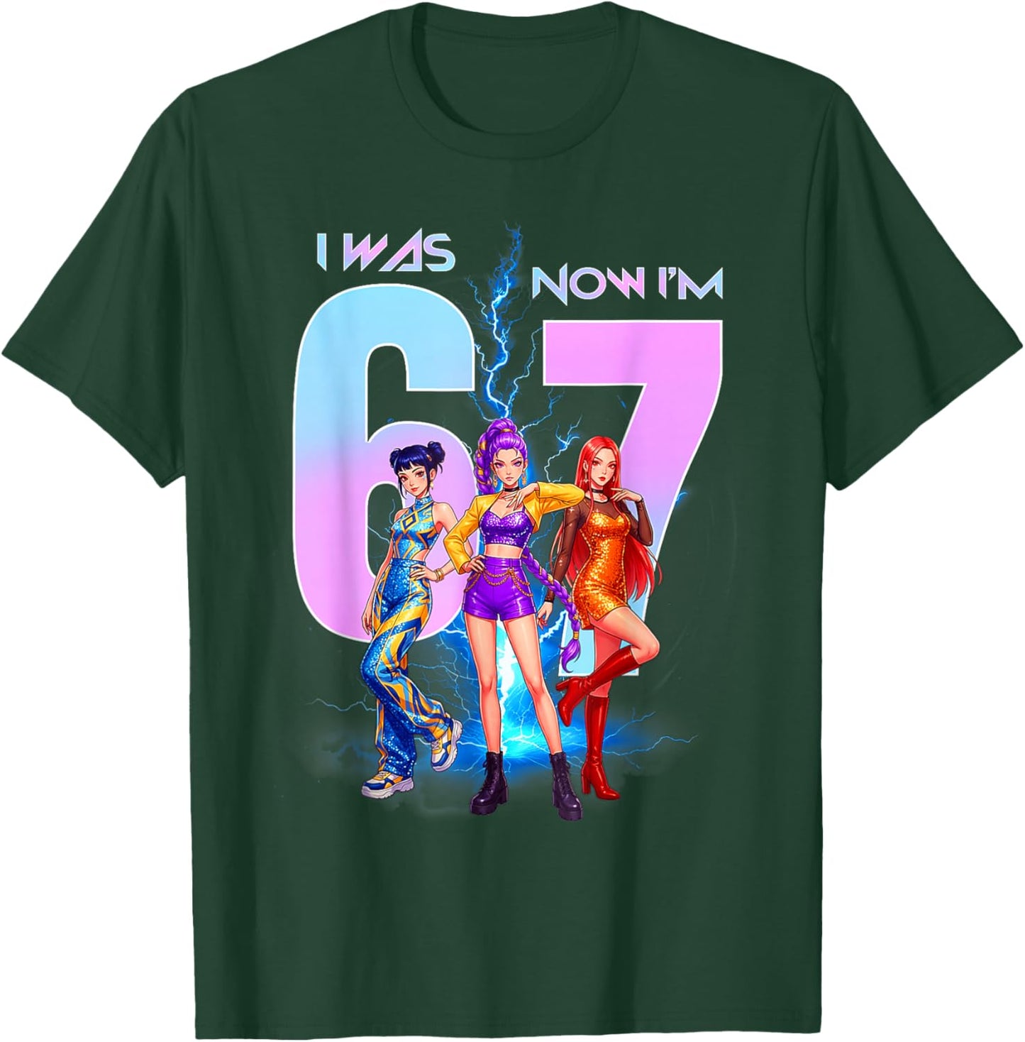 I was 6 Now Im 7 Birthday K-pop Girls 67 Meme 7th Birthday T-Shirt - T-Shirt | Forest