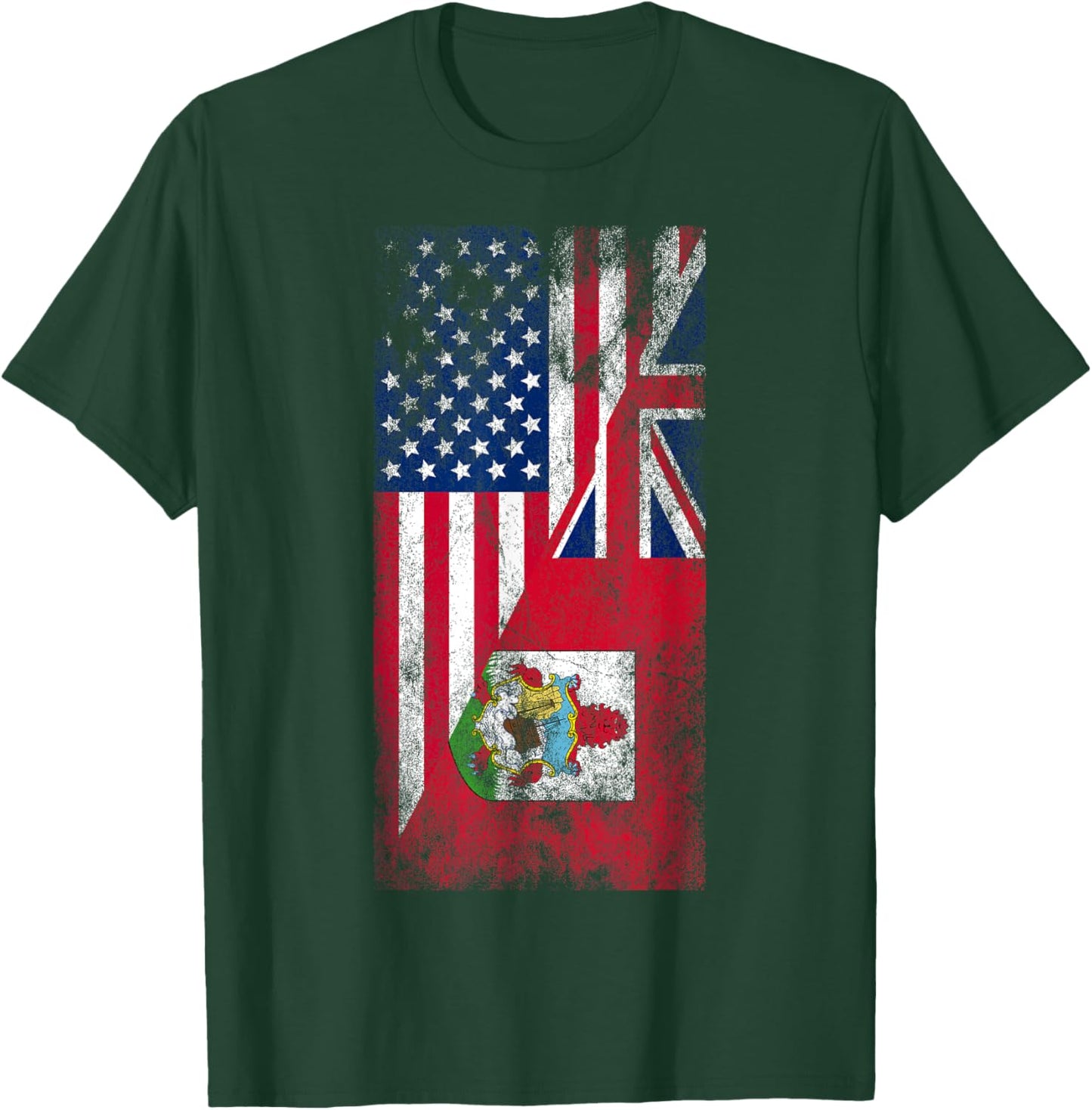 USA & Bermuda Flags - United States of America, Bermudan T-Shirt - T-Shirt | Forest