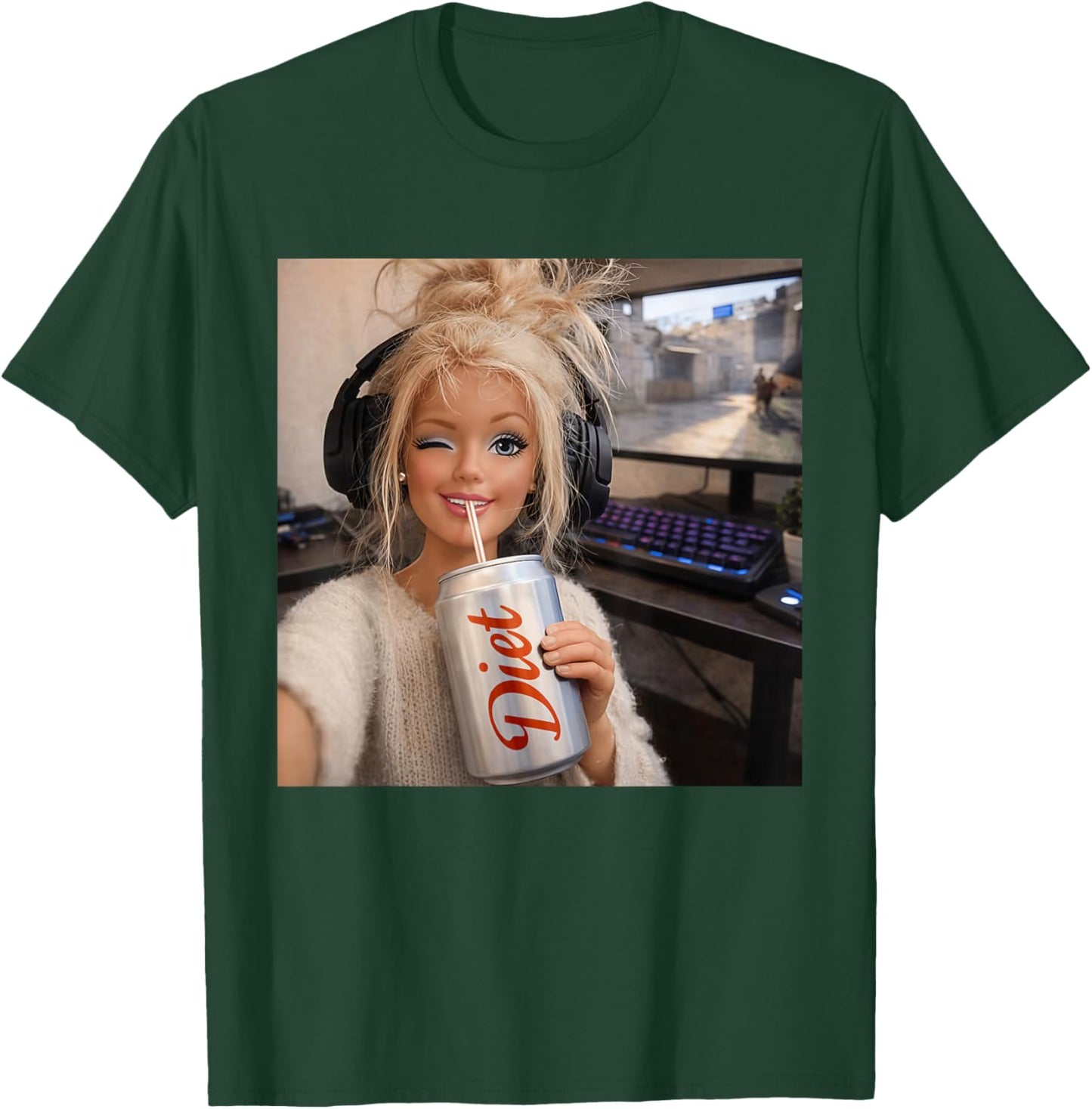 Doll Face Diet Soda Meme Funny Unhinged Doll Meme T-Shirt - T-Shirt | Forest