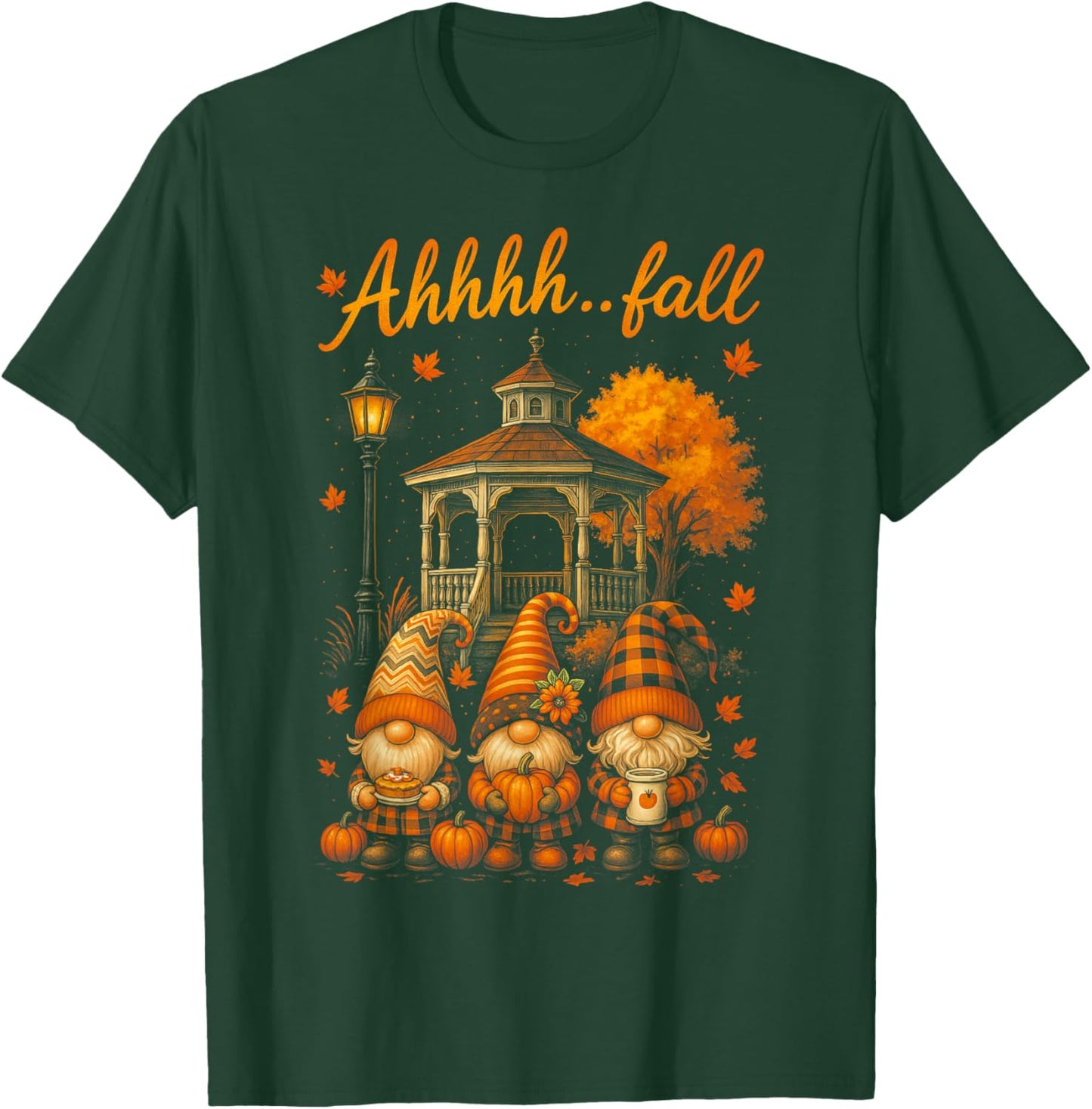 HUGvyn Ahhhh...Fall Season Pumpkin Gnome Autumn Thanksgiving T-Shirt - T-Shirt | Forest