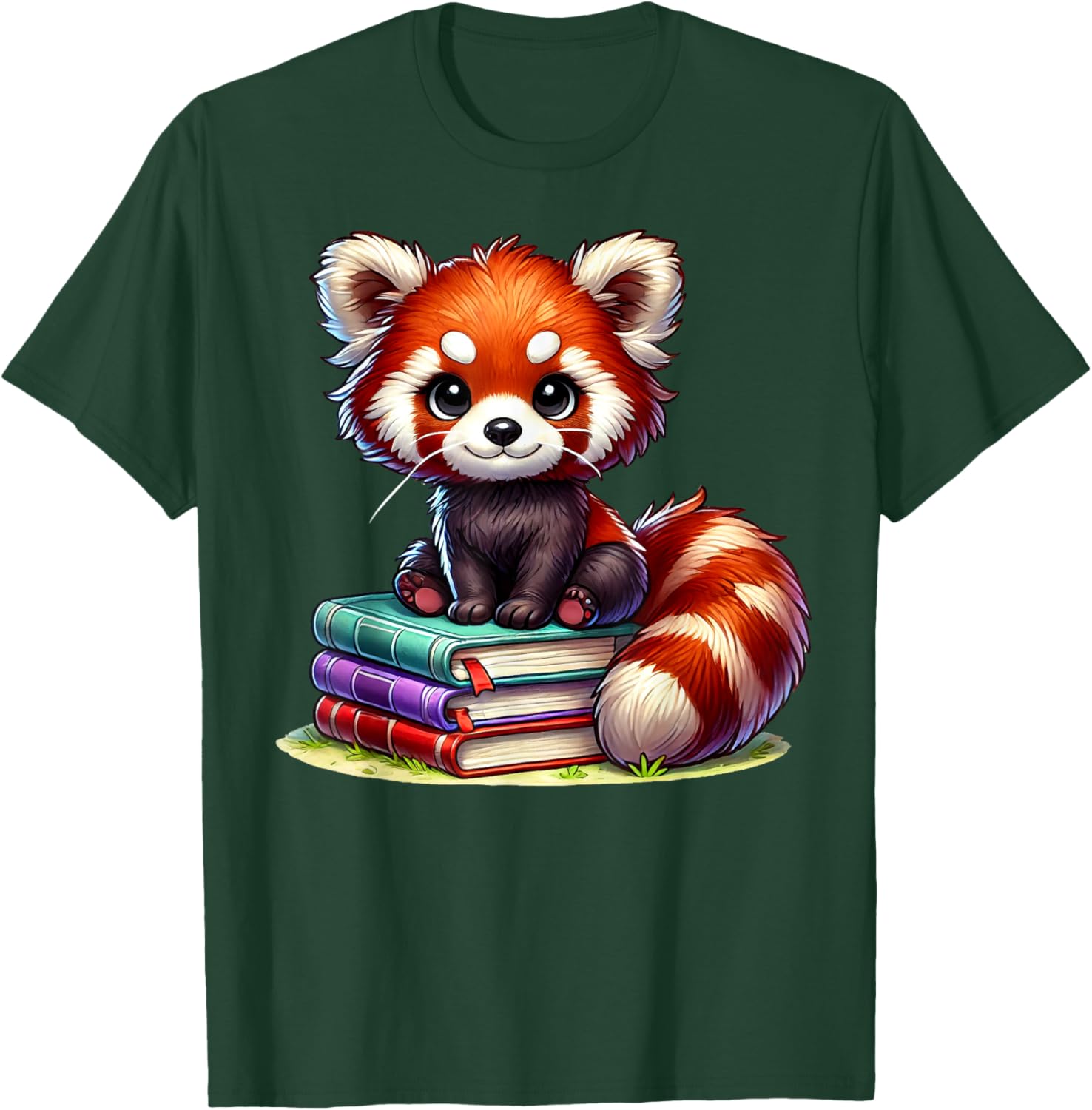 Red Panda Books Lover Reading Bookworm T-Shirt - T-Shirt | Forest