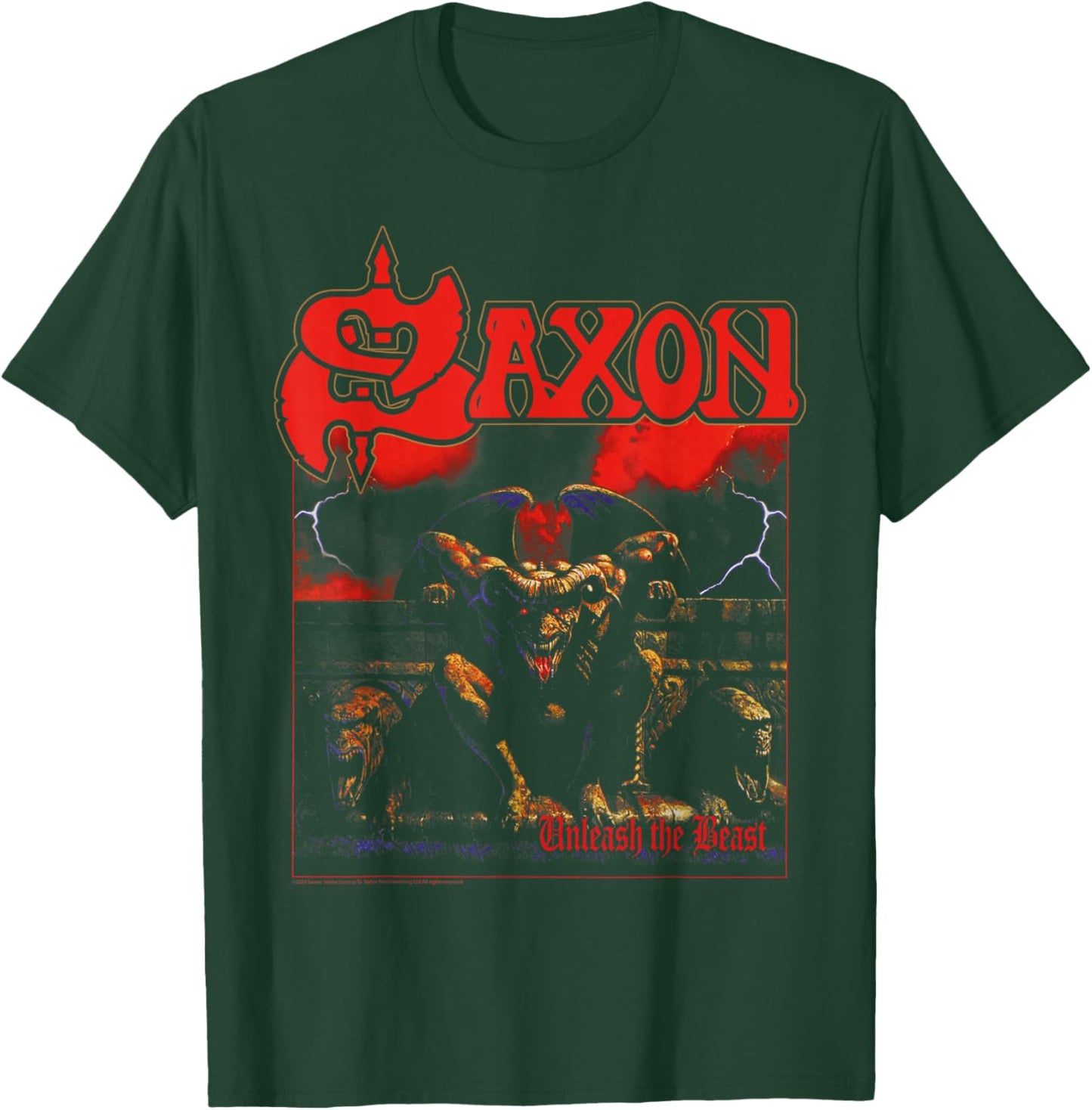 Official Saxon Heavy Metal Unleash The Beast Group Retro T-Shirt - T-Shirt | Forest