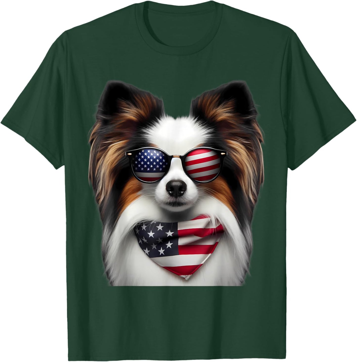 American Papillion Dog 4th Of July Incependence Day Owner T-Shirt - T-Shirt | Forest