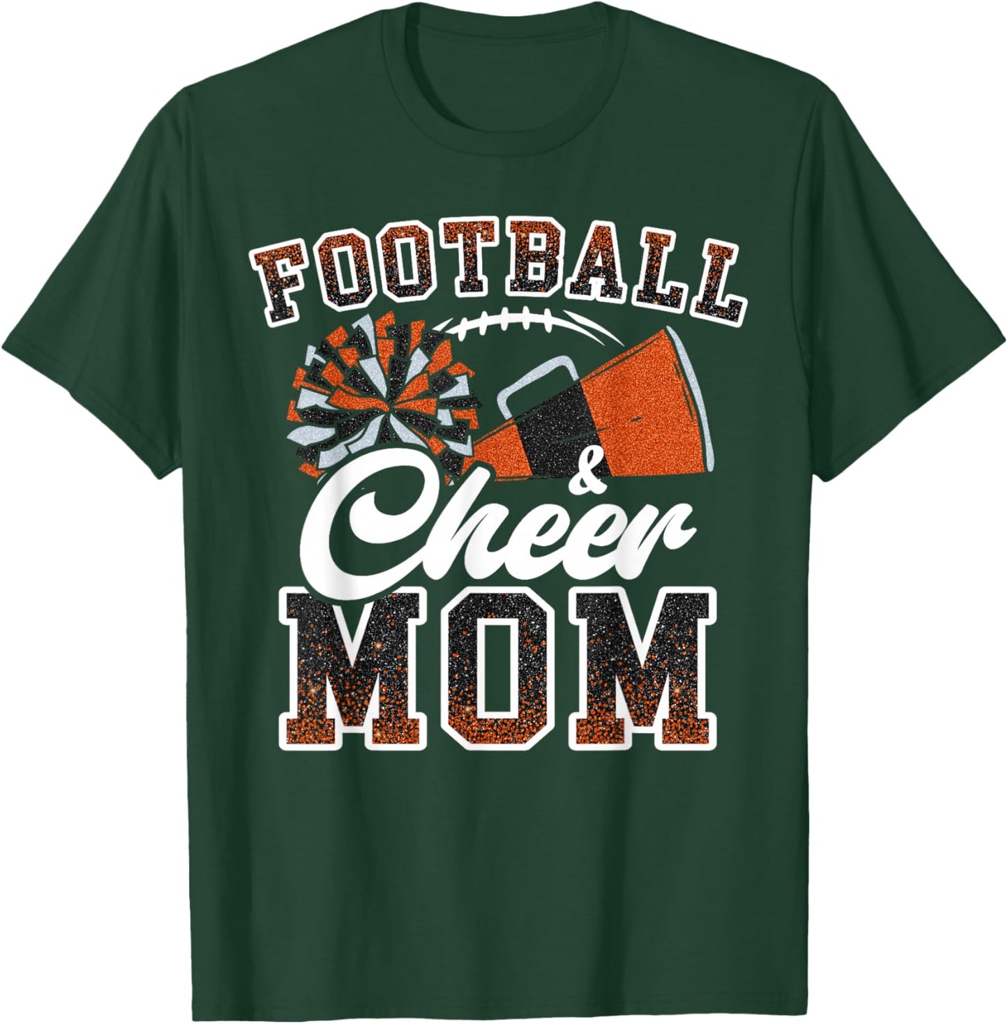 Loud Proud Football & Cheer Mom Cheerleader Mom Mama Orange T-Shirt - T-Shirt | Forest