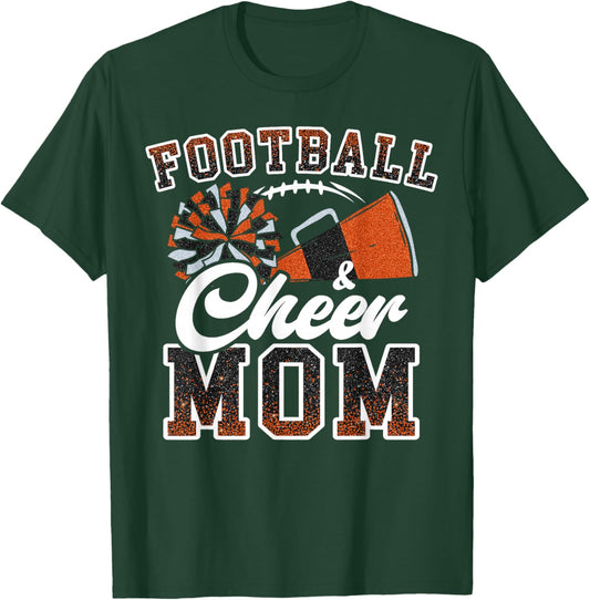 Loud Proud Football & Cheer Mom Cheerleader Mom Mama Orange T-Shirt - T-Shirt | Forest
