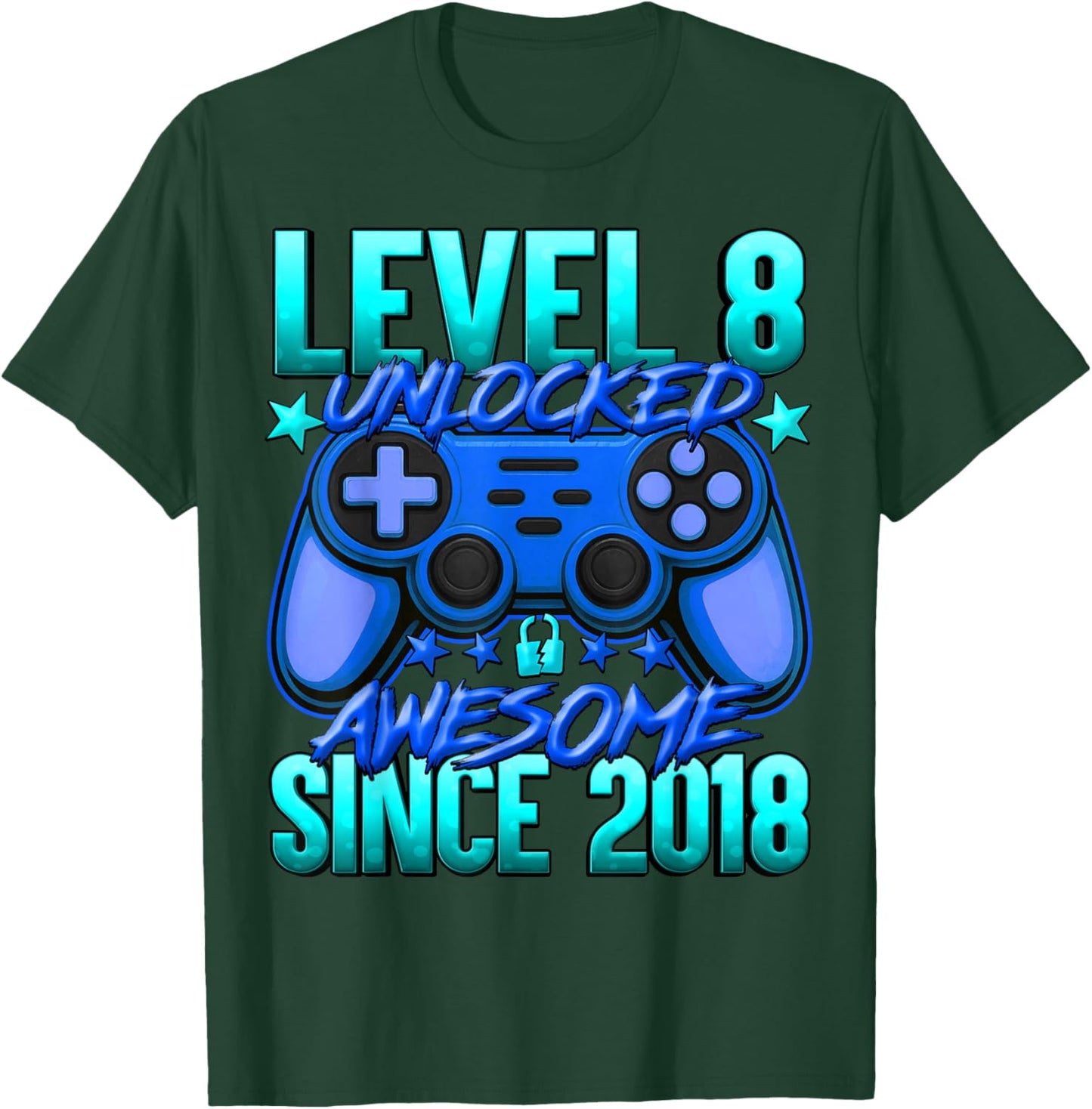 Level 8 Unlocked 8 Year Old Gifts for Boys 8th Birthday Boy T-Shirt - T-Shirt | Forest