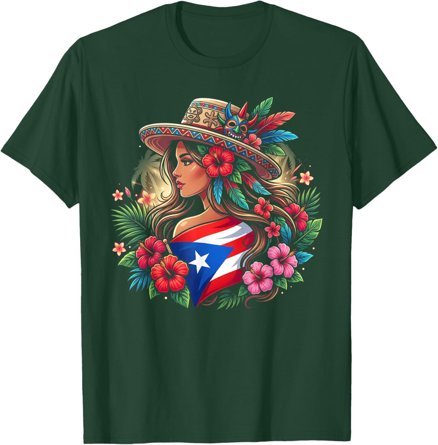 Puerto Rico Flag Heritage Pride T-Shirt - T-Shirt | Forest