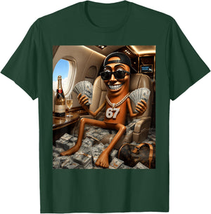 Private Jet Rich Tung Sahur Flexing Money 67 Diamantkette T-Shirt - T-Shirt | Forest