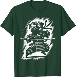 Pug Dog Japanese Samurai Warrior Ninja Japan Mom Dad Kids T-Shirt - T-Shirt | Forest