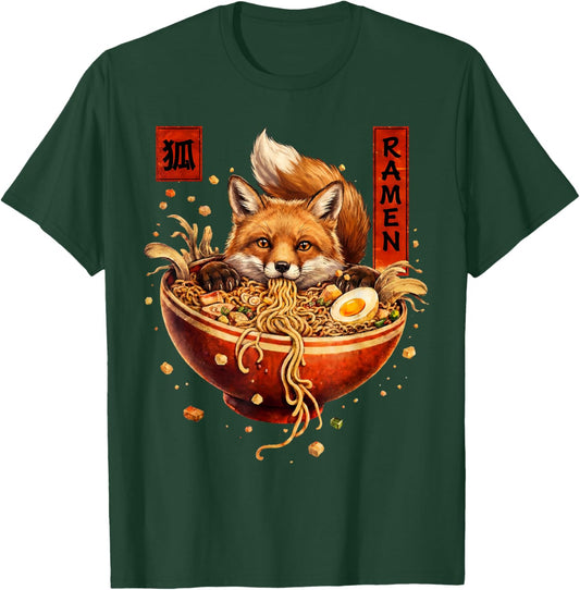 Fox Ramen Japanese Art Funny Anime Kawaii T-Shirt - T-Shirt | Forest
