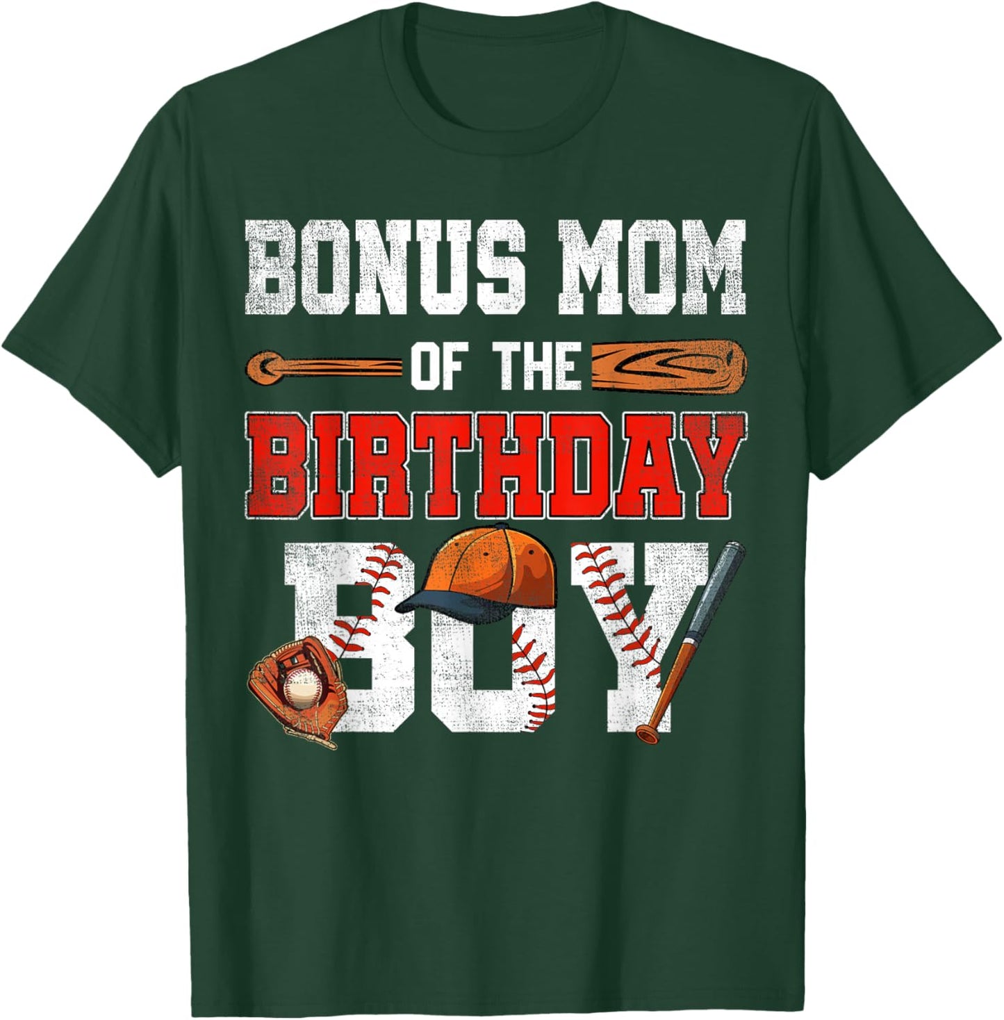 Bonus Mom Of The Birthday Boy Baseball Bday Family T-Shirt - T-Shirt | Forest
