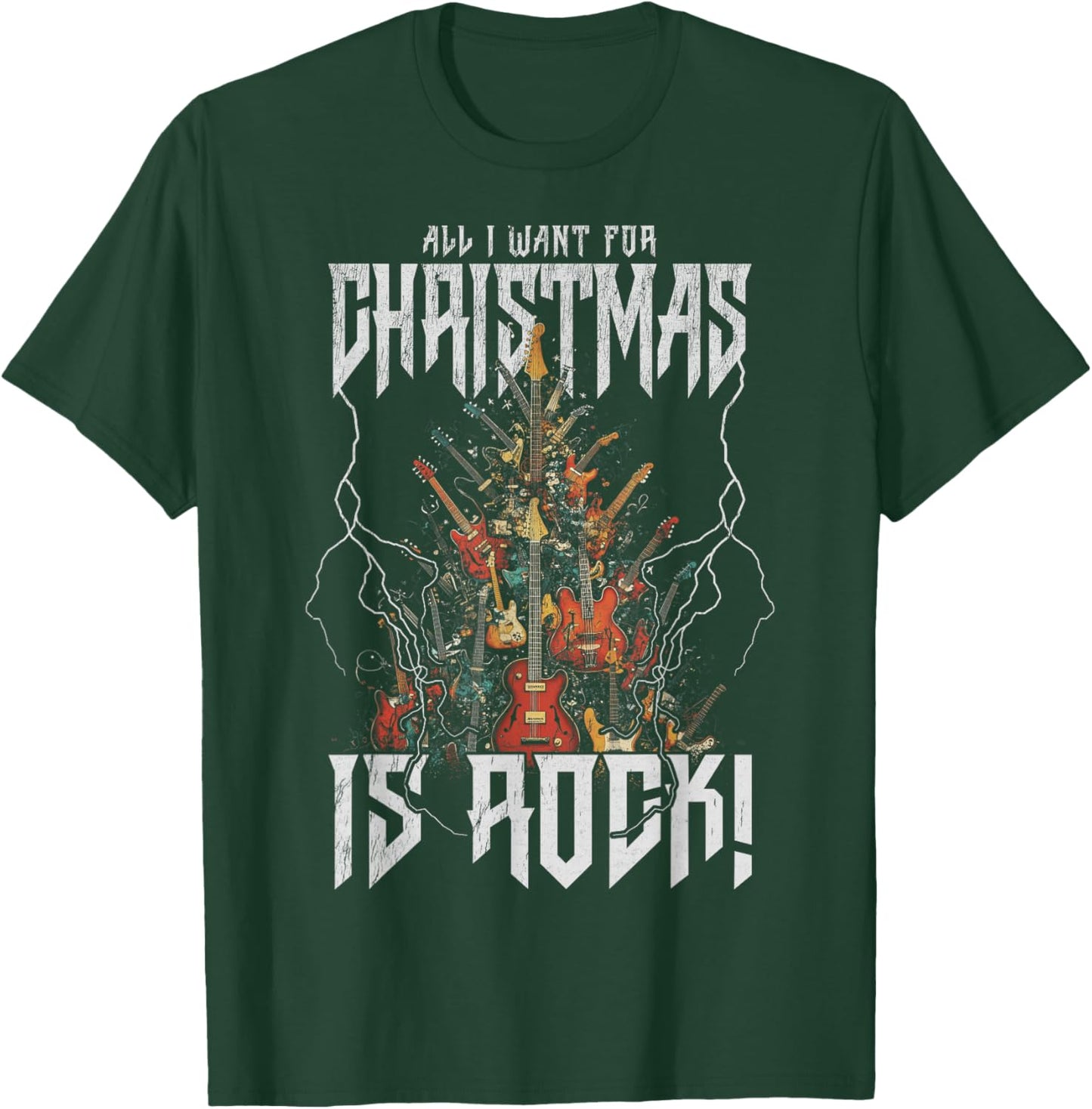 Christmas Tree Rock Guitar Tree Rock n Roll T-Shirt - T-Shirt | Forest