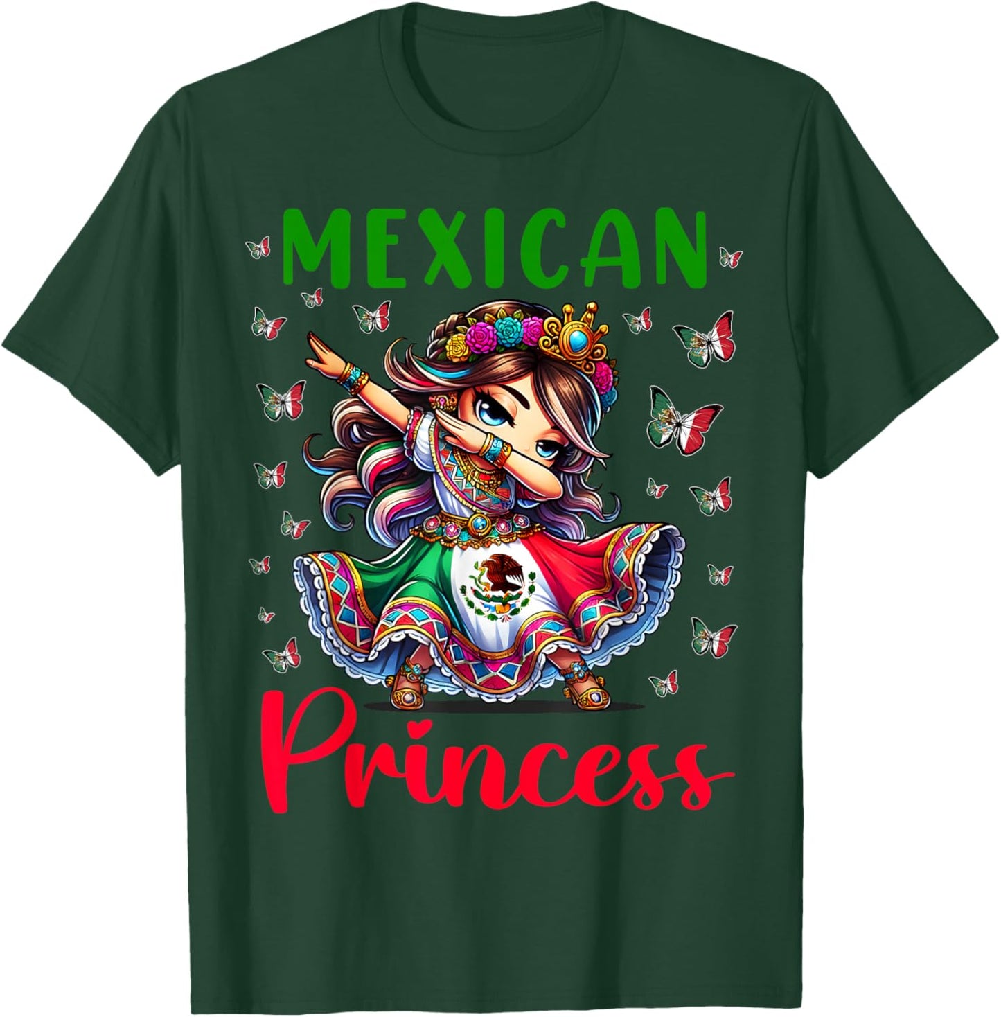 Mexican Princess Flag Latina Mexicana for Girls Kids T-Shirt - T-Shirt | Forest
