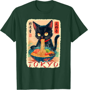 Tokyo cat Ramen Noodles Japanese Culture T-Shirt - T-Shirt | Forest