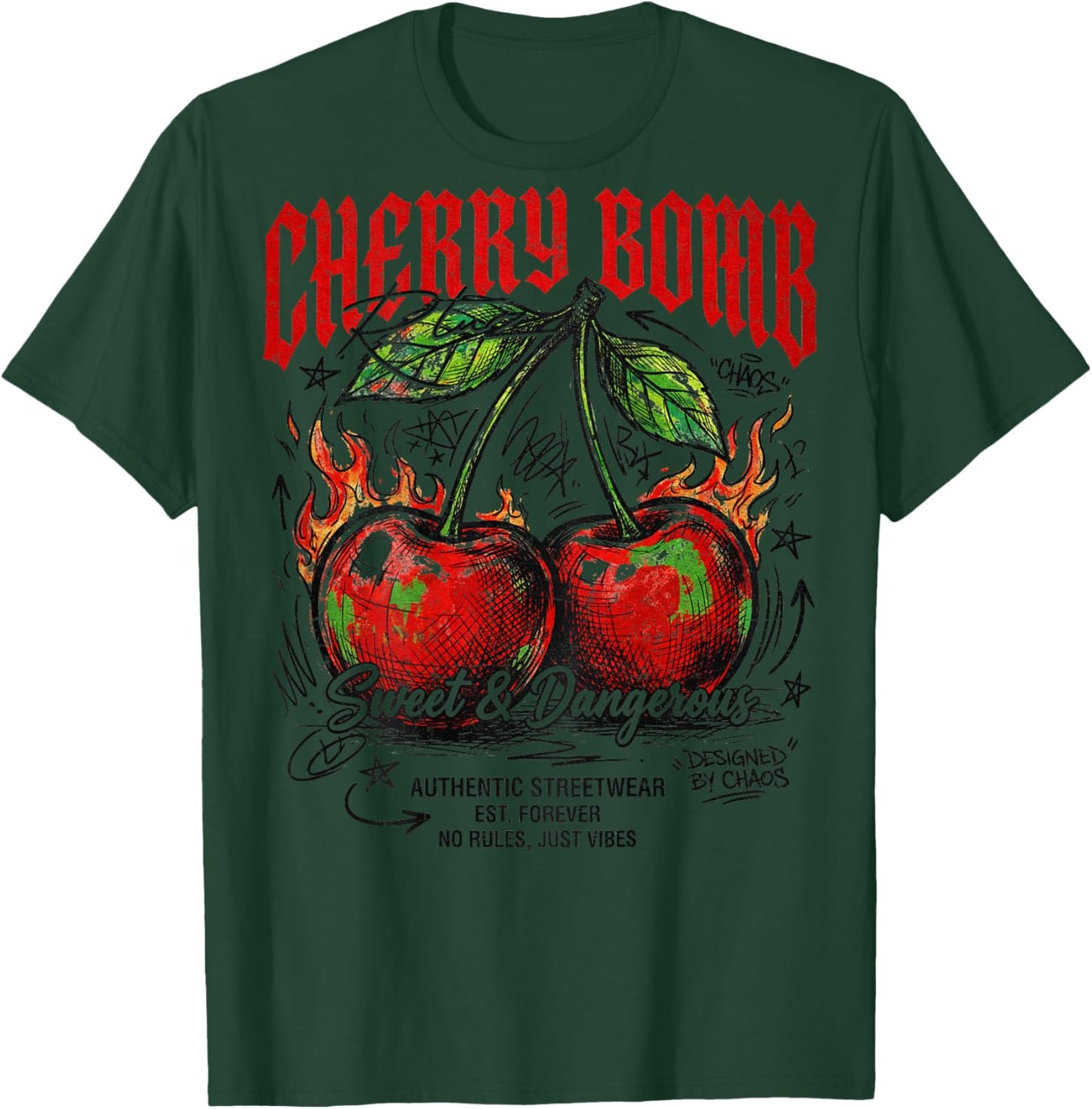 Früchte Obst Backprint Streetwear Mode Vintage Damen Herren T-Shirt - T-Shirt | Forest